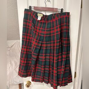 LL Bean vintage wool plaid pleated skirt - size 10P